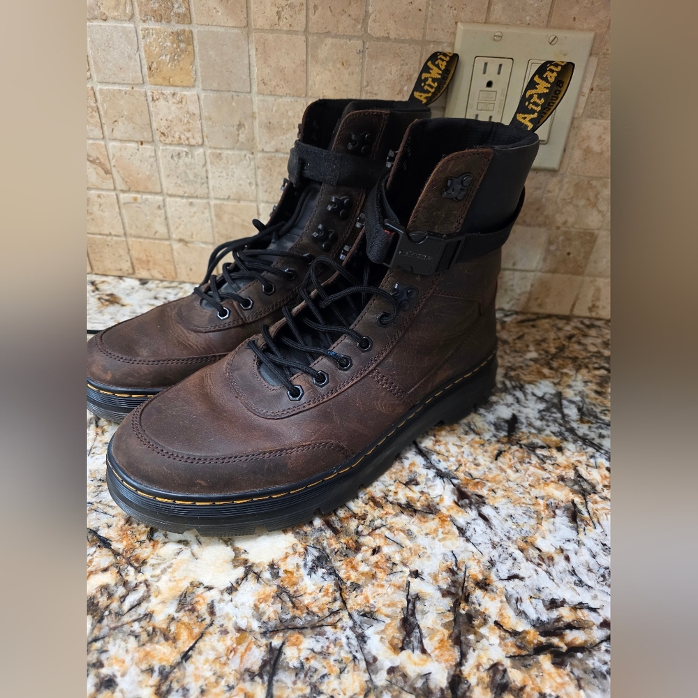 Dr. Martens Brown Leather Combat Boots - Men's